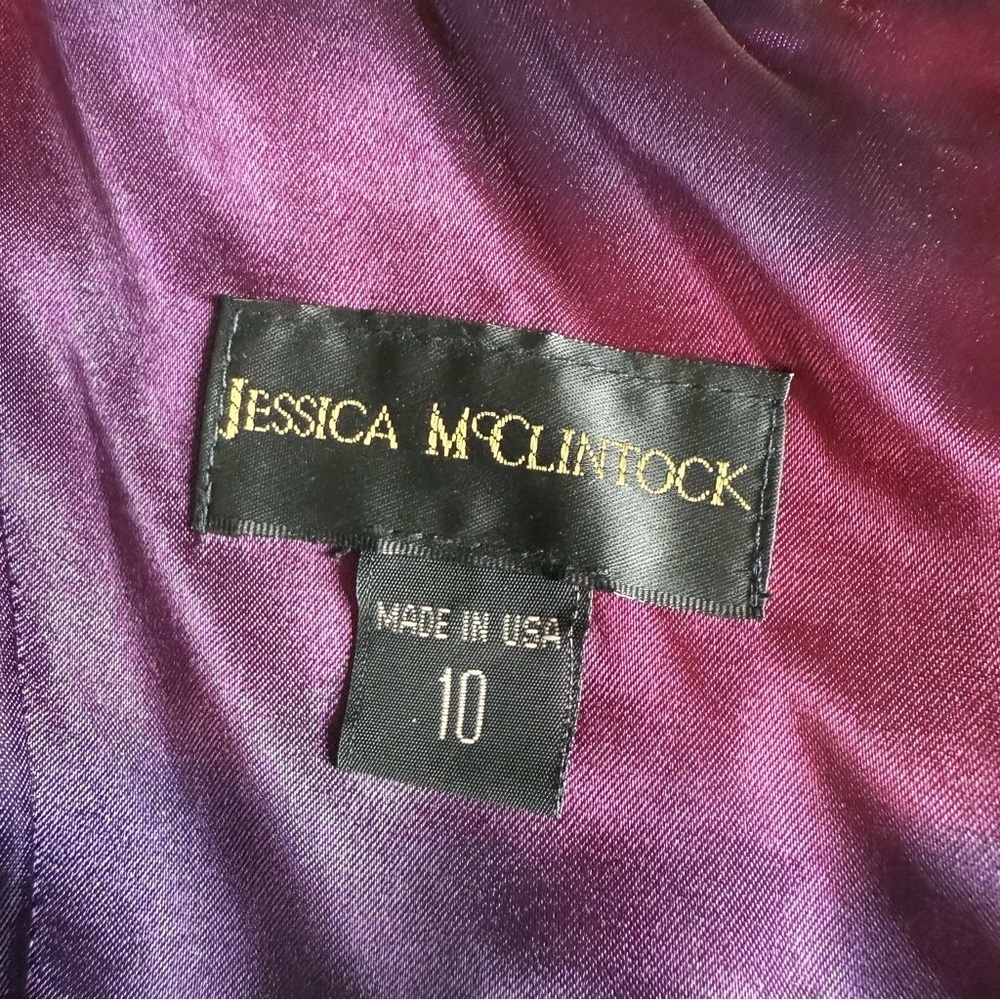 JESSICA McCLINTOCK Navy Satin Floor Length Prom Dress Size 10 Satin Rose Formal - Picture 10 of 16